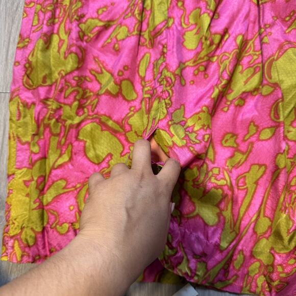 Vintage 1960s Lauhala Hawaiian Sheath Dress Pink Green Floral Wiggle Rayon - Picture 10 of 13